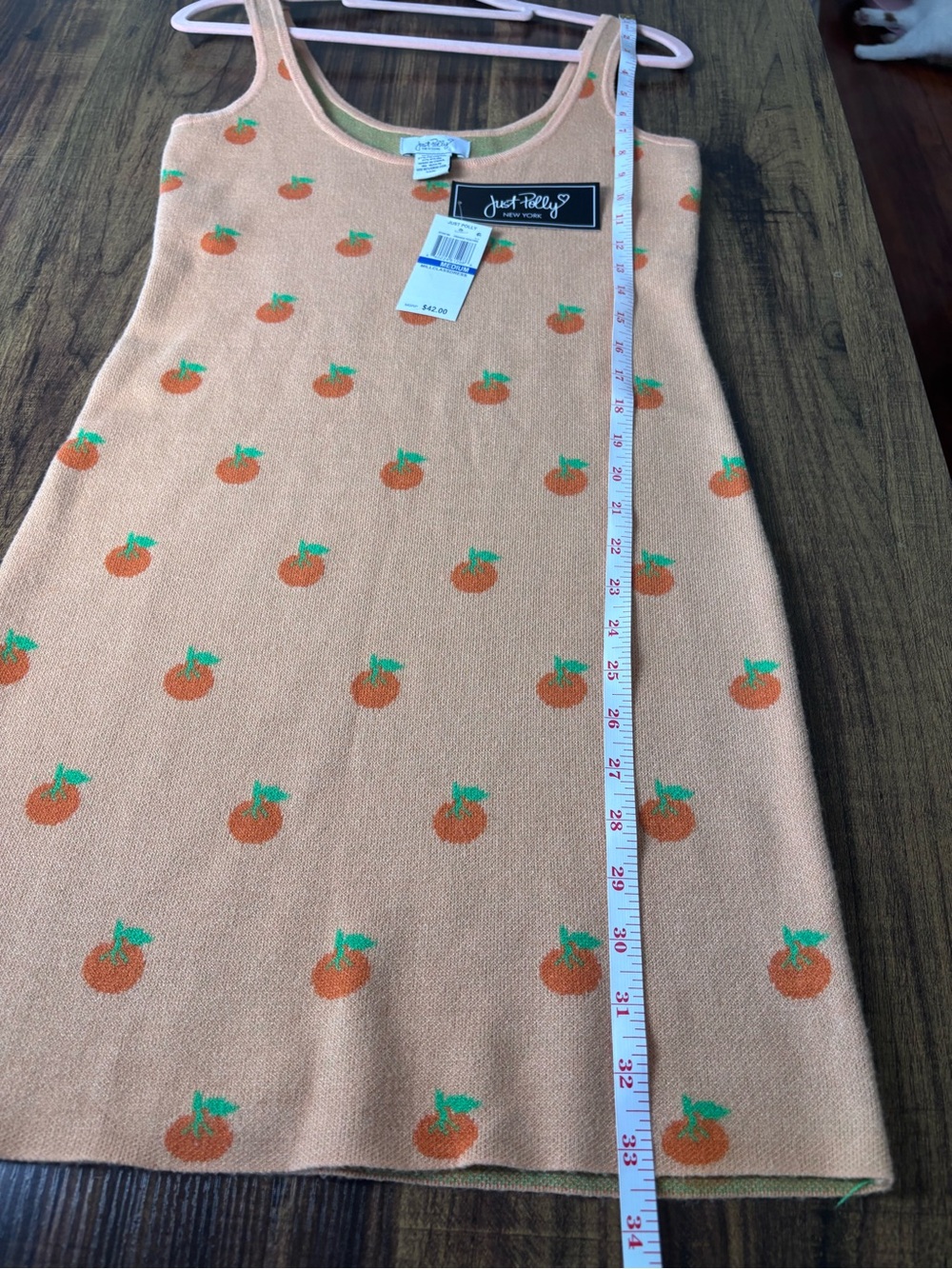 Peach Print Knit Tank Dress - Peach - Picture 5 of 9